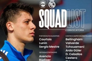 皇马公布对阵阿拉维斯名单：姆巴佩领衔，维尼修斯、赫伊森在列