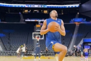 将完成赛季主场首秀！勇士晒梅尔顿赛前热身 里突外投手感不错