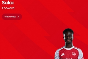 实至名归！萨卡当选阿森纳2-1狼队全场最佳球员